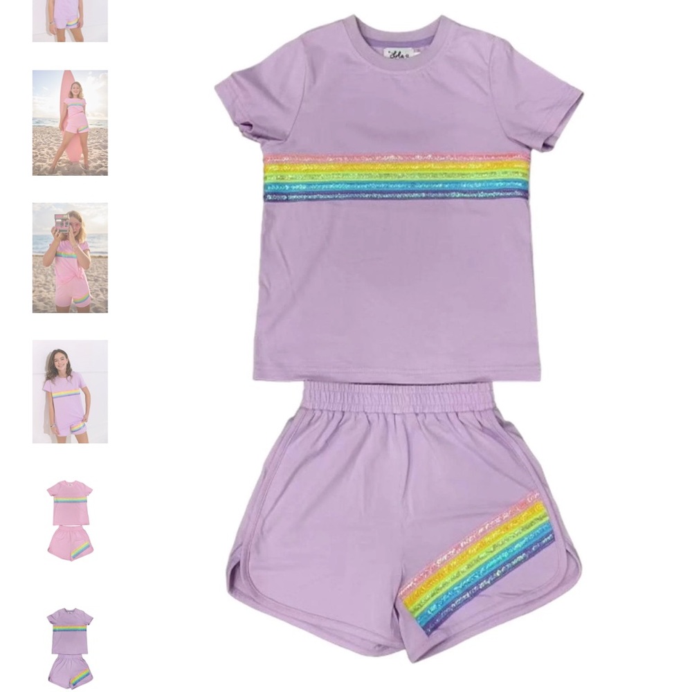 Lola and The Boys 
Rainbow Sequin Short Set 
New without tags 
Size 4